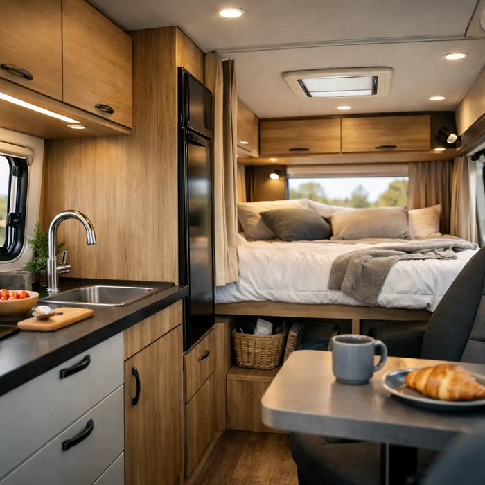 Eksempel på kompakt campervan indretning