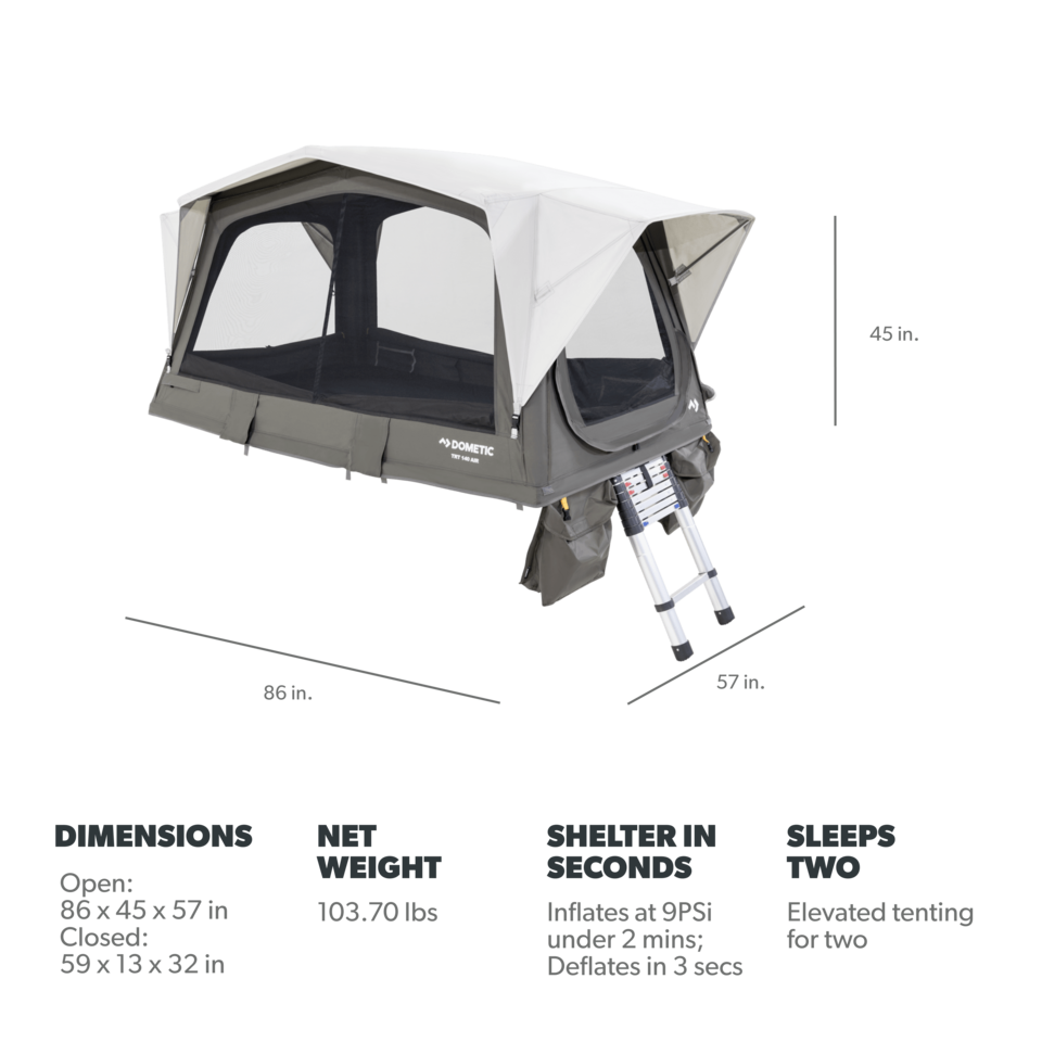 Dometic TRT 140 AIR Roof tent - Quality tent for small and large cars