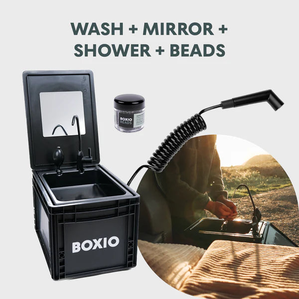 BOXIO - SANITARY: Complete set with toilet, mobile washbasin and accessories