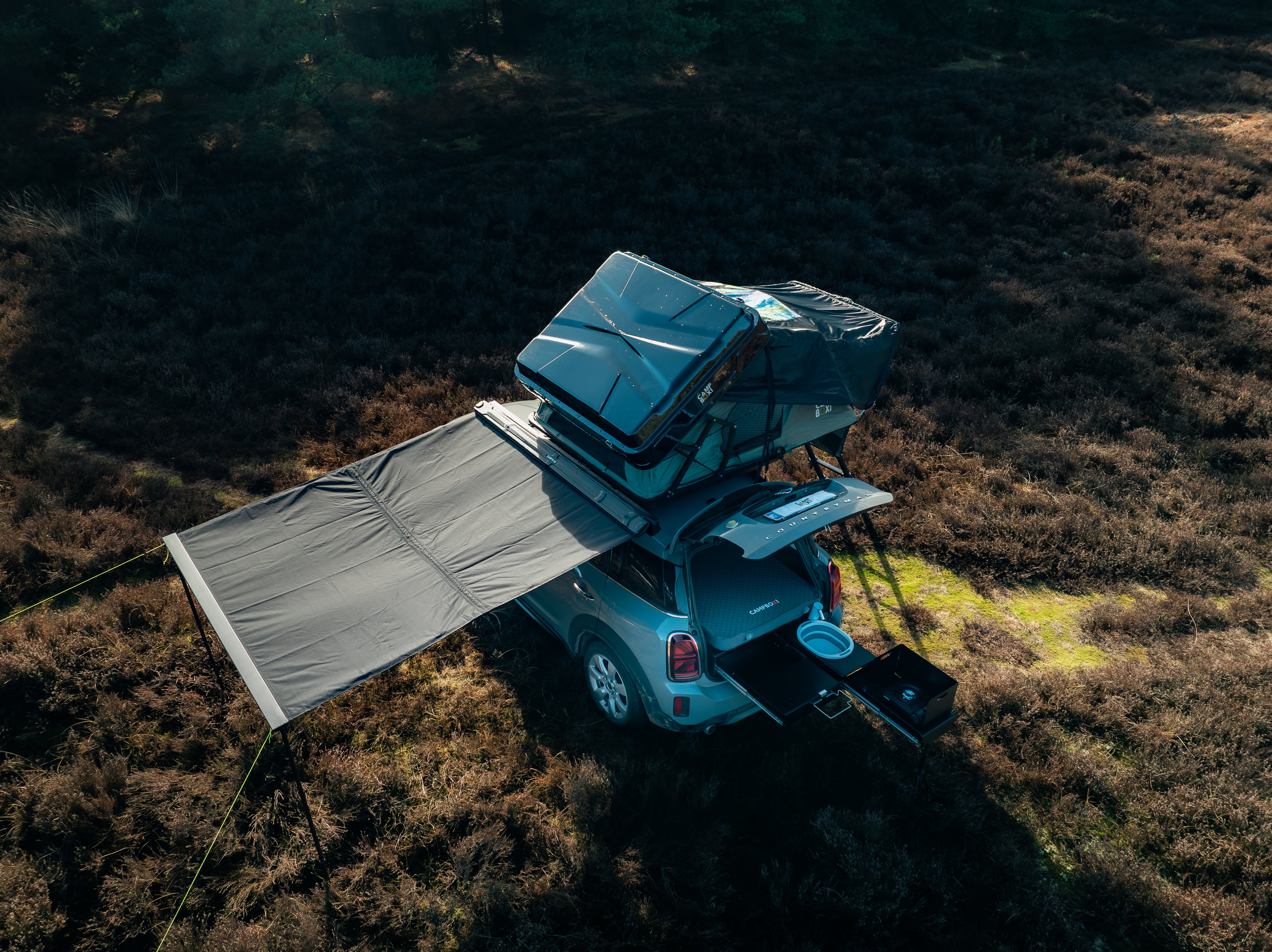 CampBoxi Uni-markise 200x250cm - Universel markise til alle slags biler