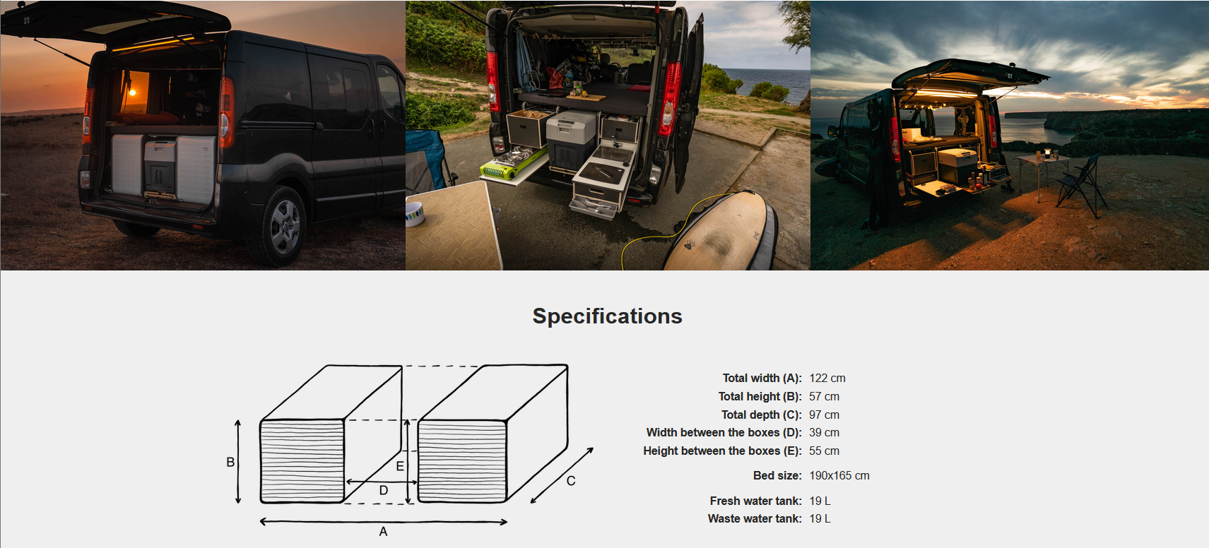 FLIP Camping Box - Luxurious Campervan Module 