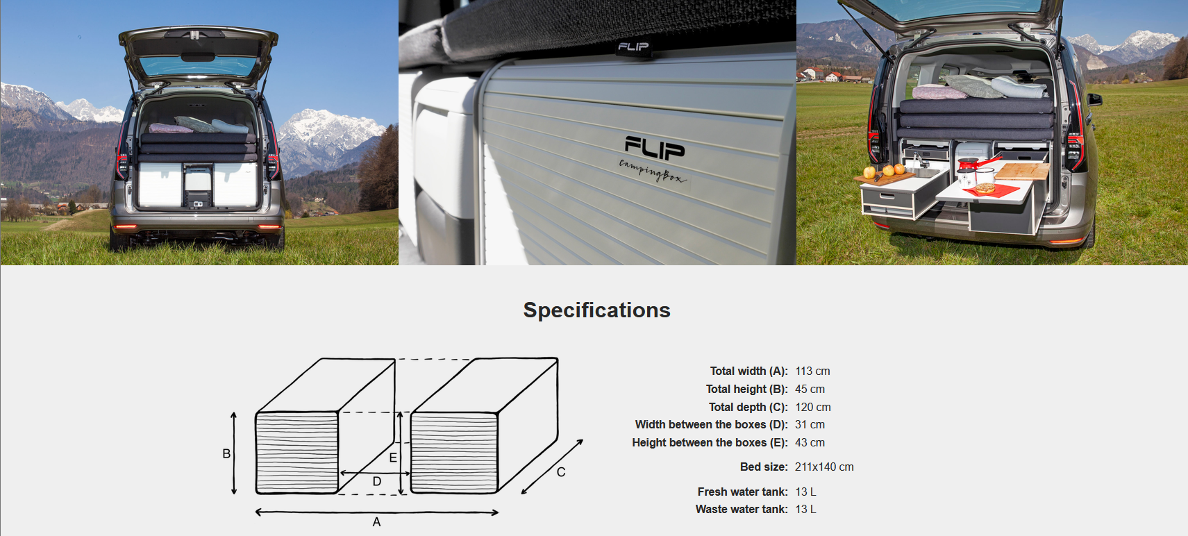 FLIP Camping Box - Luxurious Campervan Module 