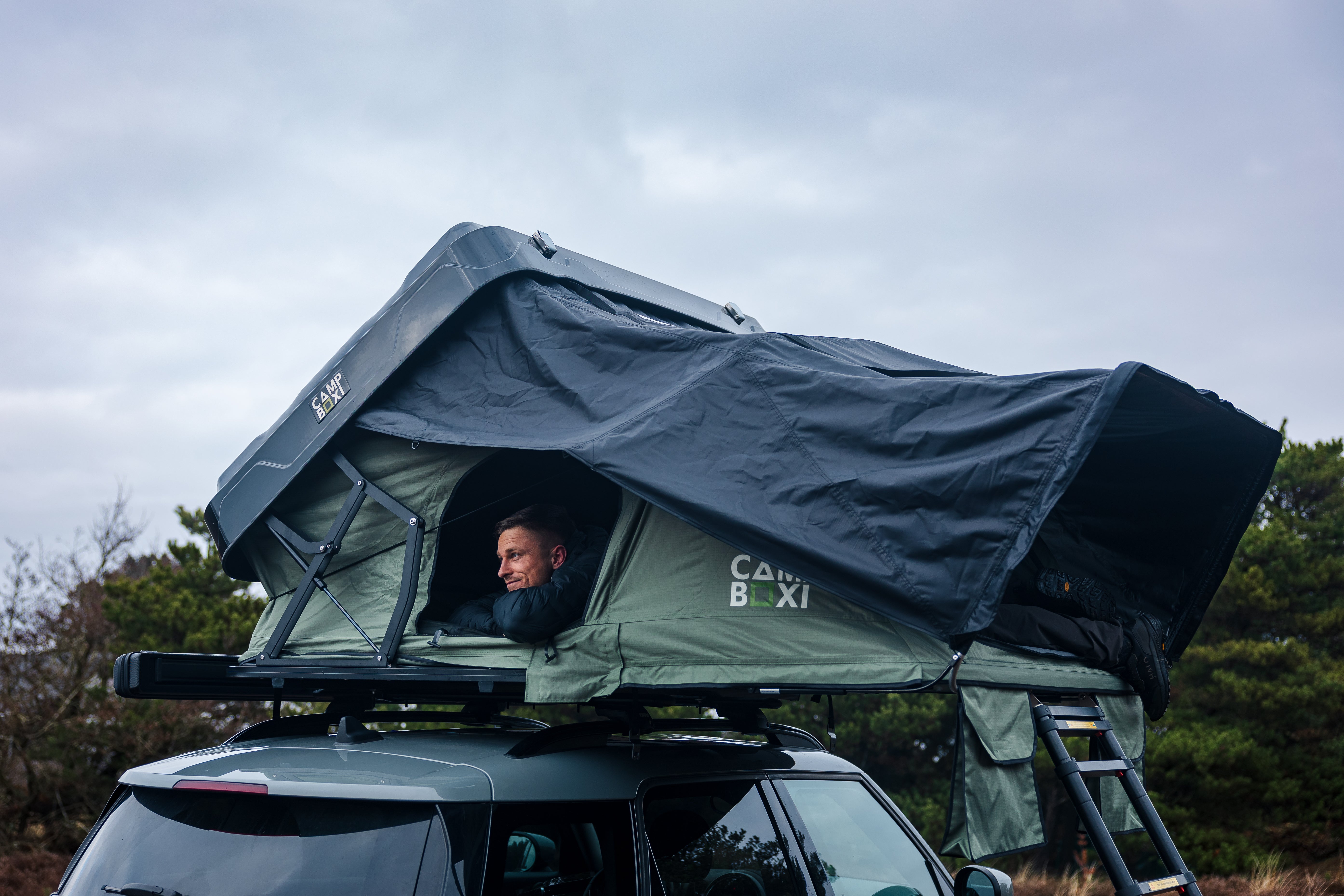 CampBoxi Nest 160 roof tent - All-in-one roof tent | Hydraulic opening | integrated window bars | comfort mattress