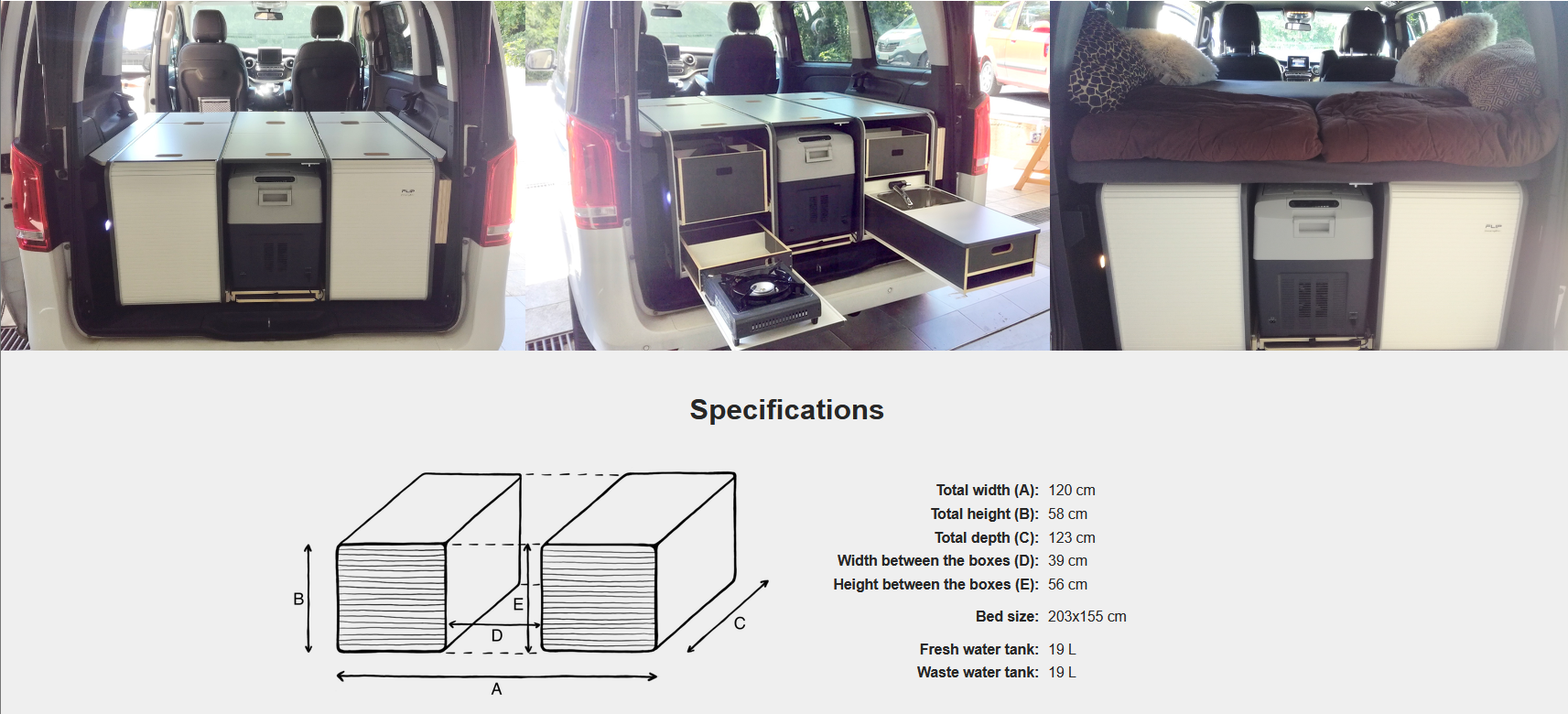 FLIP Camping Box - Luxurious Campervan Module 