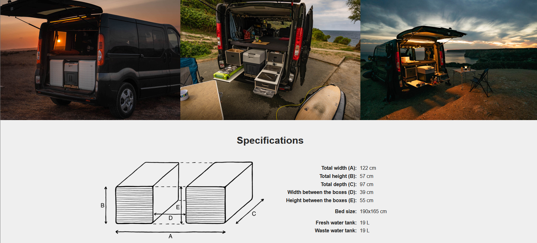 FLIP Camping Box - Luxurious Campervan Module 