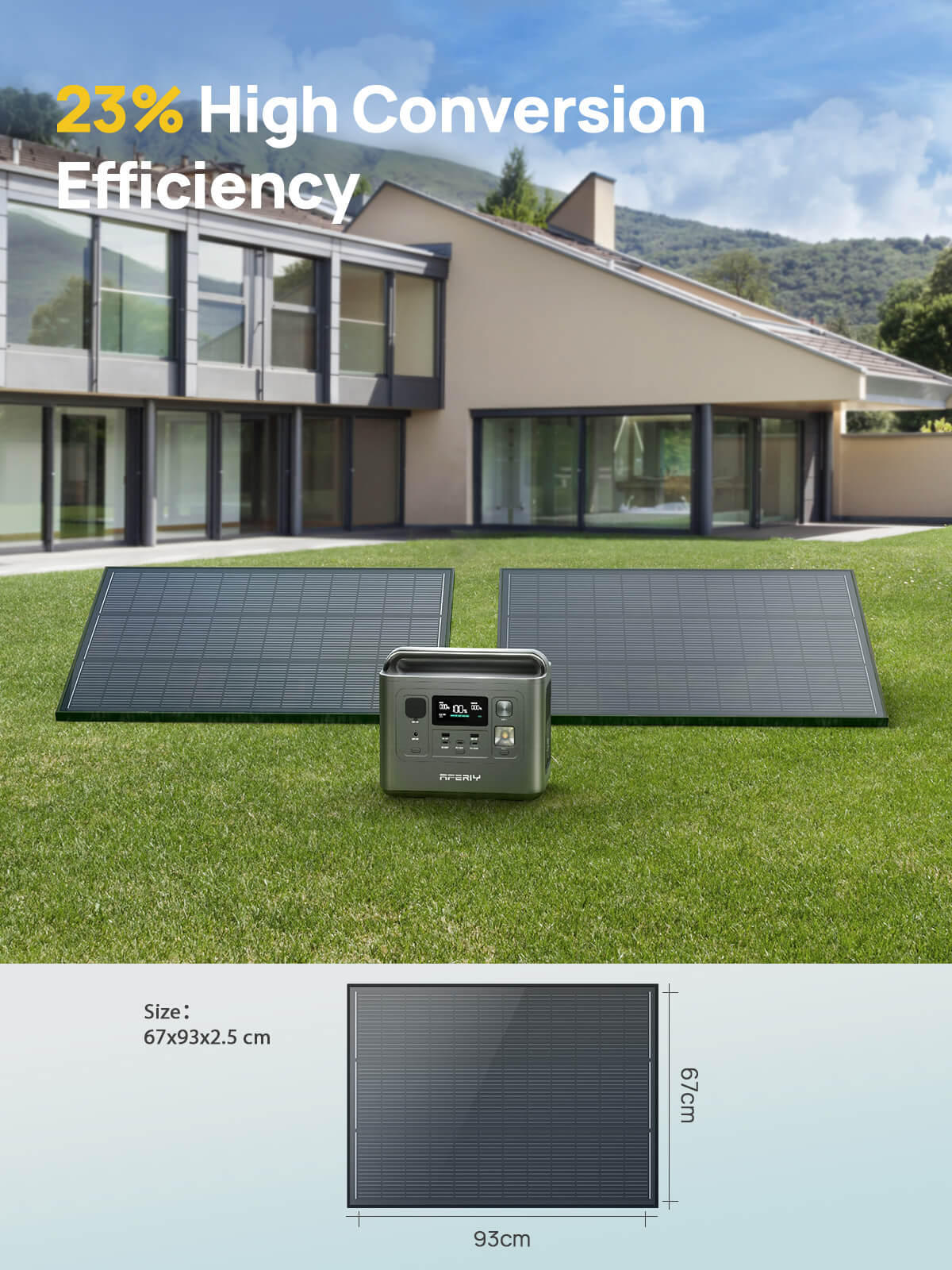 AFERIY ‎‎AF-SG120 Solcelle Panel 120W | IP68
